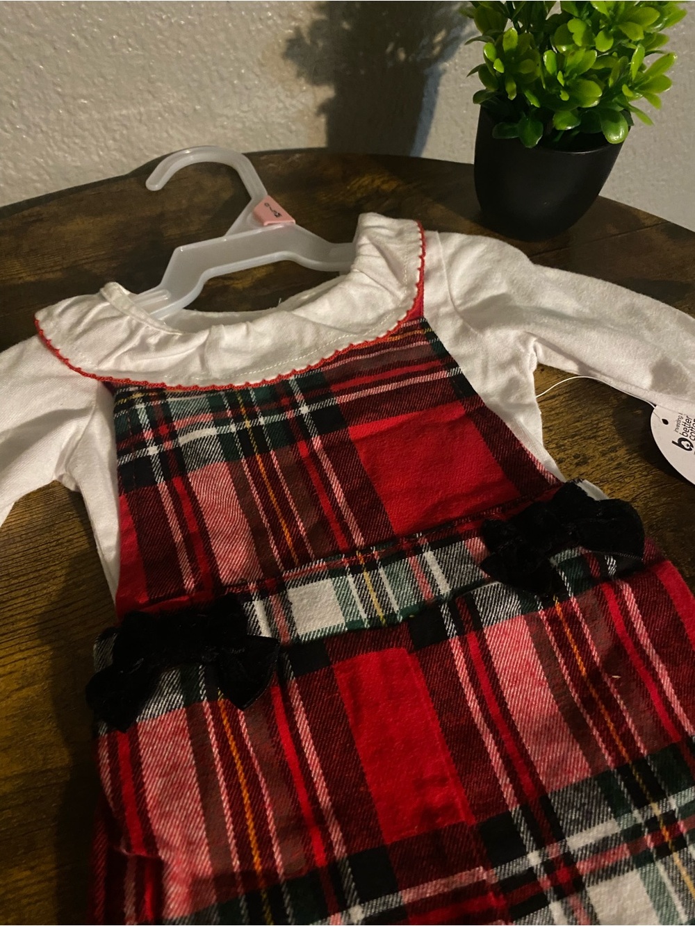 Toddler Red Plaid One-Piece Bodysuit with White Top